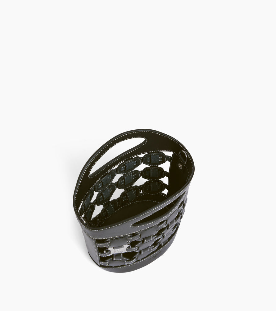 Petit sac seau Le Potier en toile coton et cuir lisse