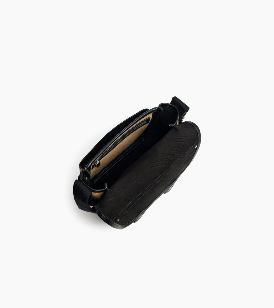 Solveig small shoulder bag in cotton canvas and smooth leather