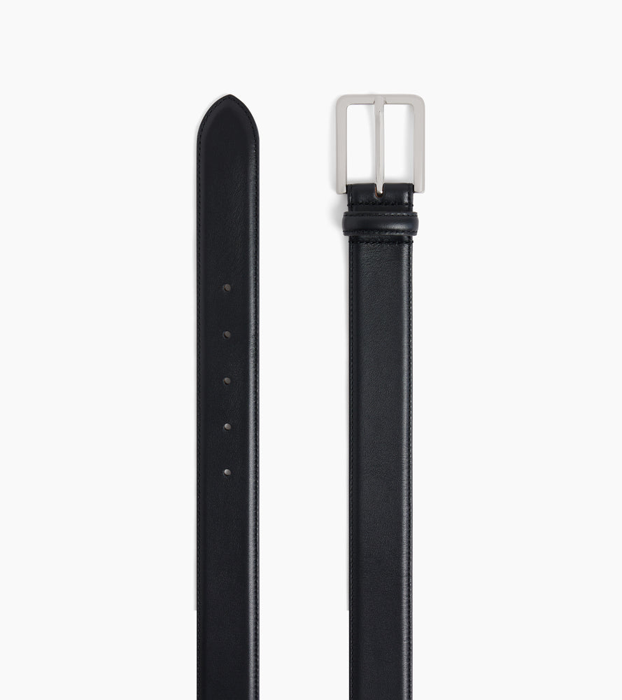 Men's belt with round buckle in smooth leather